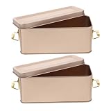 USHOBE Caja de Hojalata Dorada Tapa para Almacenamiento de Té y Alimentos Secos, Capacidad Grande, Diseño Vintage y Funcional para Decoración y Organización, Pack de 2 Unidades