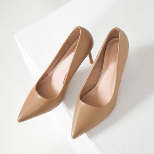 Image of Women's Low Kitten Heel Pumps Classic Fashion Dress Pumps Simple Heeled Shoes for Office Work
