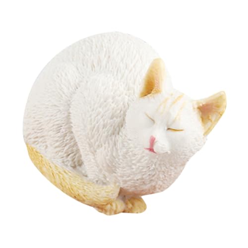 Happyyami Statue De Chat en Plastique pour Jardin, Figure Décorative 22 Cm Blanche, Statue Mignonne pour Pelouse Et Terrasse, Décoration Extérieure Résistante Aux Intempéries