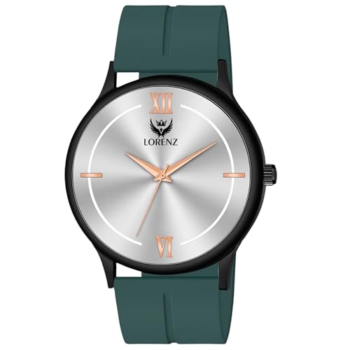 Image of LORENZ Silicone Slim Case Analog Watch with Green Magnetic Lock Strap|Watch for Men & Women| Mk-4068R