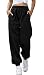 Yutdeng Pantalon de Sport Femme Pantalon Jogging Femme en Coton Pantalon Jogging Femme Chic Ceinture Élastique Taille Haute avec Poche Pantalon de Training Sport Yoga et Fitness (Noir,L)