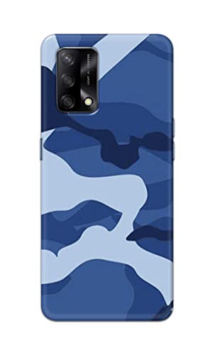 Image of Printed Hard Back Cover Case for Oppo F19 | Oppo F19s | Oppo A74 4G Back Cover (Army Blue Pattern) -1302