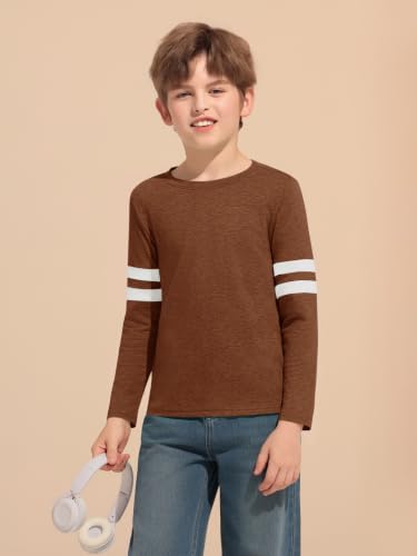 Image of Haloumoning Boys Long Sleeve Shirts Kids Crewneck T Shirts Casual Striped Tops Tees 5-14 Years