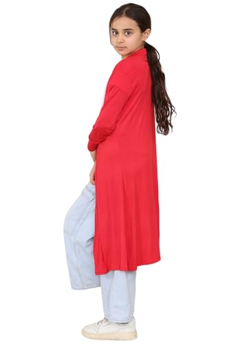 Image of Loxdonz Kids Long Open Front Cardigan Coverup Boyfriend Cardigan Sweater for Girl's Beach Cover ups Kimono Maxi Duster