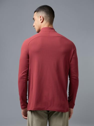 Image of TECHNOSPORT Men's Solid Full Sleeve T-Shirt ELASTOPLUS Quick Dry Slim Fit Mock Neck Sports Tee for Training Layering Casual Wear UPF50+ Anti Odour