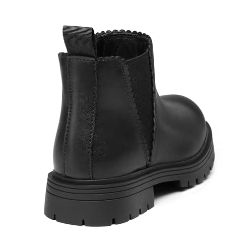 K KomForme Girls Ankle Boots with Side Zipper Chelsea Booties Lug Sole (Toddler/Little Kids/Big Kids)