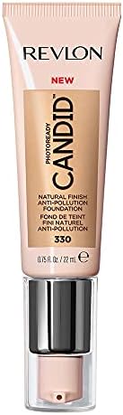 Revlon PhotoReady Candid Natural Finish Foundation, with Anti-Pollution, Antioxidant, Anti-Blue Light Ingredients, 330 Light Honey, 0.75 fl. oz.
