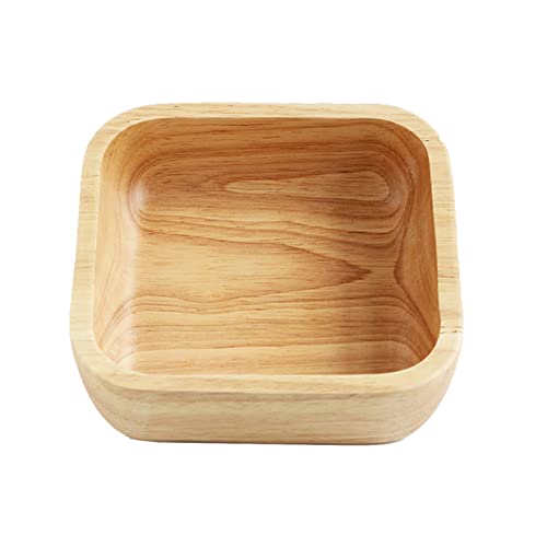 Holzschale aus Kautschukholz Holz in Handarbeit gefertigt 21cm, Dekoschale, Snackschale Schale Obstschale Obstkorb Tischdeko Deko (Quadrat) Cover
