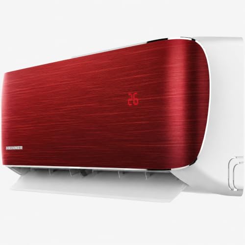 Heinner HAC-CO12WFN-RD Onix Eco Split-Klimaanlage Rot, 12000 BTU, WiFi, Smart Inverter, A++ Kühlung, A+ Heizung, ECO, Super Ionization, Silent, Turbo, Auto-Restart, Timer, Wandmontage, für 1-4