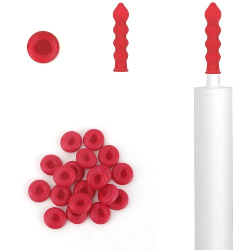 Image of Caulk Caps, 20 Pcs Red Caulk Saving Cap, Caulking Saver Cover, Finishing Tool Tube Sealer Caps, Open Caulking Tips for Sealing and Preserving, Universal Fit Silicone Saver with Storage Box