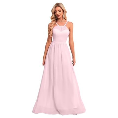 Htys Long Chiffon Bridesmaid Dress with Pockets Cover