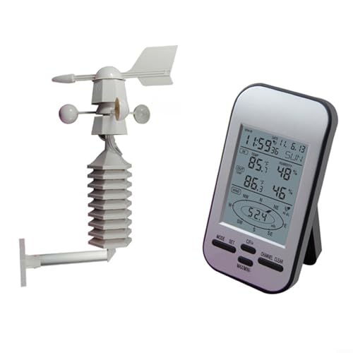 Yuanpgky Weather Station, With Wind Direction Sensor Temperature Humidity Monitor, 433MHz, Wireless Transmission, LCD Display Screen, Professional