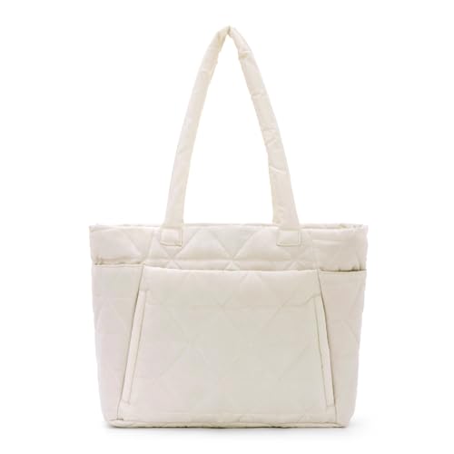 Syrads Bolso de Mano para Mujer Tote Grande Y Abullonado para Viajar Ir Al Trabajo Al Gimnasio,Beige Syrads Bolso de Mano para Mujer Tote Grande Y Abullonado para Viajar Ir Al Trabajo Al Gimnasio,Beige