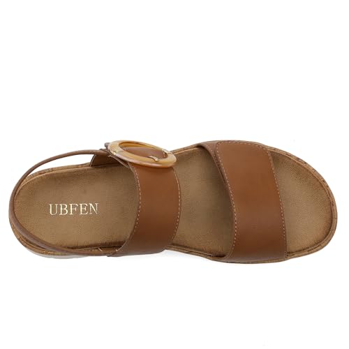 Image of UBFEN Womens Low Wedge Walking Sandals with Arch Support | Open Toe Sandals Adjustable Instep and Ankle Straps for Summer Everyday Outfits, Travel,Vacation