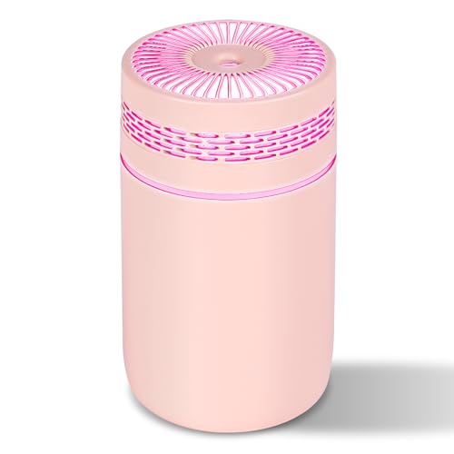 Humidifier for Bedroom LtYioe Mini Humidifier, Portable Air Humidifier for Baby Plants with RGB Changing Light, 2 Mist Modes & Auto Shut-Off, Easy to Use, Quiet for Indoor Office Car(Pink)