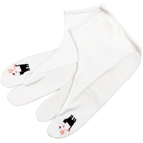 足袋 猫柄 ストレッチ ソックスタイプ 刺繍 レディース 姫きらら 猫物語 ねこ フリーサイズ (05 風船と福)