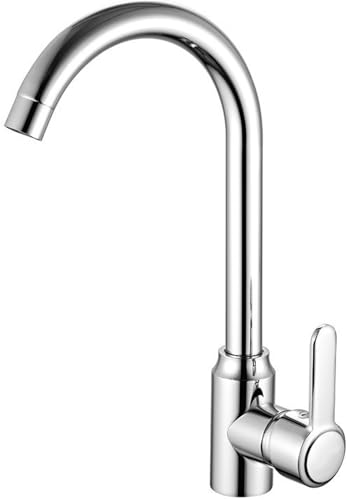 VIGIME Kitchen Sink Mixer Tap, Stainless Steel Single Lever 360° Swivel Spout Monobloc Kitchen Faucet Chrome Mixers Taps for Farmhouse RV Lavatory Bar Outdoor
