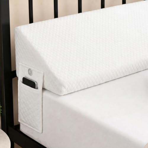 King Bed Wedge Pillow for Headboard Bed Gap Filler White Long Triangle Corner Nora Pillows Dense Foam Avoid Things Drops Between King Size Frames and Mattress Raise Pillow for Sleeping Home Bedding