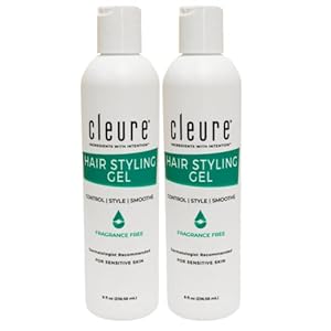Cleure Lightweight Hair Styling Gel – Hypoallergenic, Fragrance Free for Edge Control to Tame Frizz with Medium Hold (8 fl oz, Pack of 2)