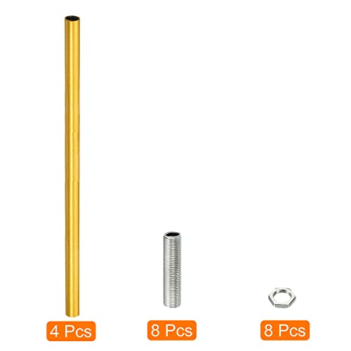 Image of MECCANIXITY Threaded Extension Rod, 11.8 inch Lamp Pipe with Connector Light Fixture for Pendant Light Island Lighting Chandeliers Stems, Gold Tone 4 Set