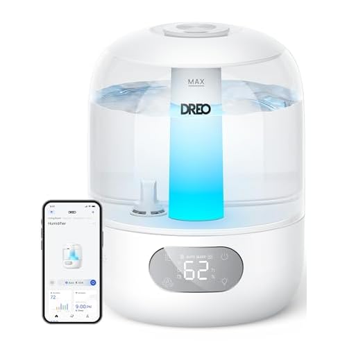 DREO Humidifiers for Bedroom, Cool Mist Ultrasonic Humidifier with 26dB Quiet & RGB Lighting, Top Fill 3L Tank, Easy Clean, 30 Hr Runtime for Home, Baby, Plant, Nursery, Work with Google/Ale