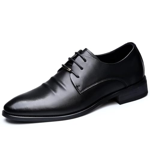 Men's Leather Lace Up Platform Work Oxfords, Men's Breathable Oxfords Formal Dress Round Toe Slip-On Solid Handmade Dress Shoes for Men