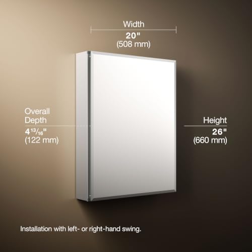 Image of Kohler Frameless Bathroom Mirror Medicine Cabinet, 20 in x 26 in