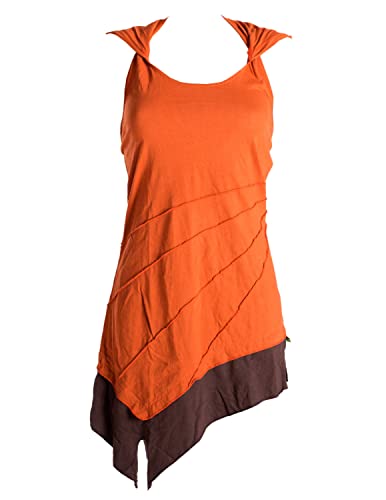 Vishes - Alternative Bekleidung - Asymetrischer Neckholder aus Baumwolle mit Zipfelkapuze - zweifarbig orange-braun 38