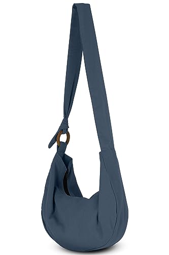 Image of Hobo Crossbody Bag for Women - Handmade Cotton Boho Purse with Wooden Ring | Lightweight Slouchy Shoulder Sling Tote Bag