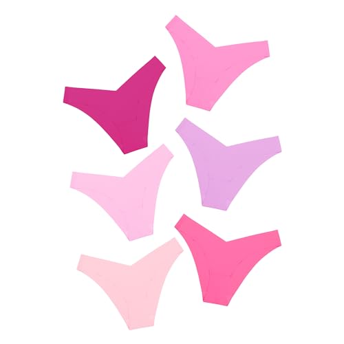 DEANGELMON Women Seamless Bikini Cheeky Underwear Invisible No Show Panties V-Waist Hipster Ladies Soft Stretch Multi Pack(6P12,L)