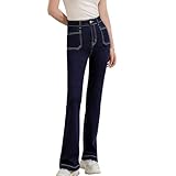 [Teddy] フレアデニムパンツ レディース ブーツカット ストレッチ 薄手ジーパン 春夏秋 pants520 (S, インディゴ)