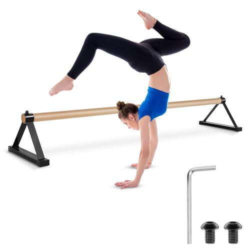 Leyndo 54 Gymnastics Pirouette Floor bar Wood Handstand Trainer Bars Push up for Gymnast Home Strap Floor Training Gymnast Equipment Gifts(Black)
