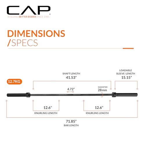 CAP Barbell 6 ft Olympic 2-Inch Solid Barbell | Black by CAP Barbell - Image 4