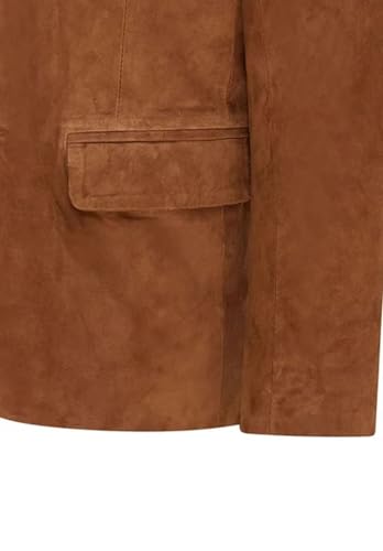 Men's V Neck Suede Blazer Single Breasted Casual Faux Leather Jacket with Pockets3