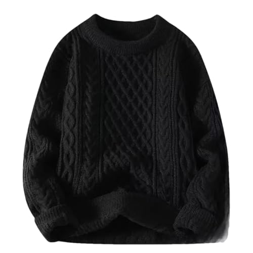 Men's Loose Fit Knit Sweater Casual Round Neck Warm Pullover Soft Comfortable Fall Winter Inner Layer Fashion Jumper