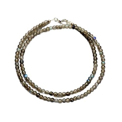 Collier de perles de labradorite naturelle grise 4-5 mm | Bijou cristal fait main