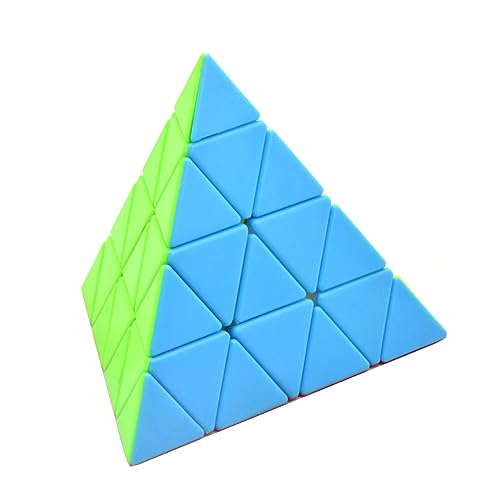 Yealvin 4x4 Pyraminx Cube 4x4x4 Pyramid Magic Speed Cube Stickerless Triangle Puzzle Cube Brain Teasers Puzzle Toys for Kids