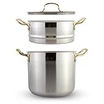 Saharashop Couscous Pot 6, 8 and 12 Liter Steamer Couscous Pot (3-in-1) 6 Liter Couscous Pot/Steamer