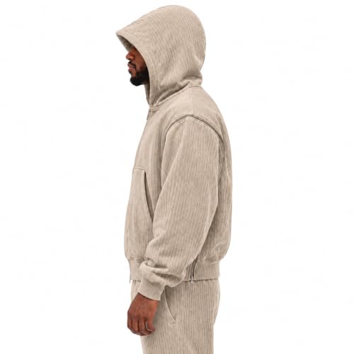 BWSEZDG Corduroy Hoodies for Men Detachable Sleeve Convertible Zip Vest - image 3