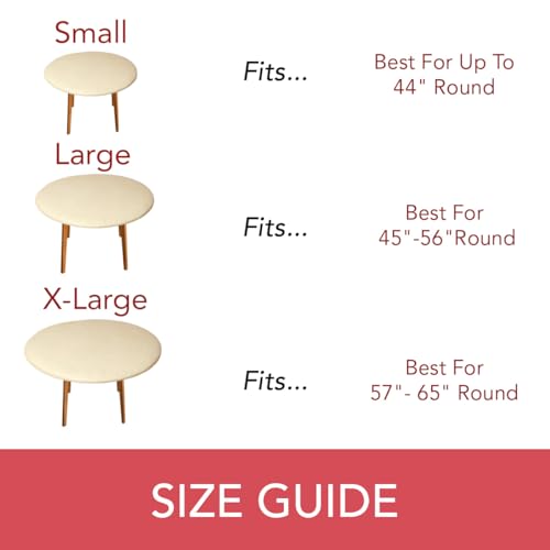 Covers For The Home Deluxe Elastic Edged Flannel Backed Vinyl Fitted Table Cover - Basketweave (Beige) Pattern - Large Round Oblong Oval - Fits Tables up to 45" - 56" Diameter