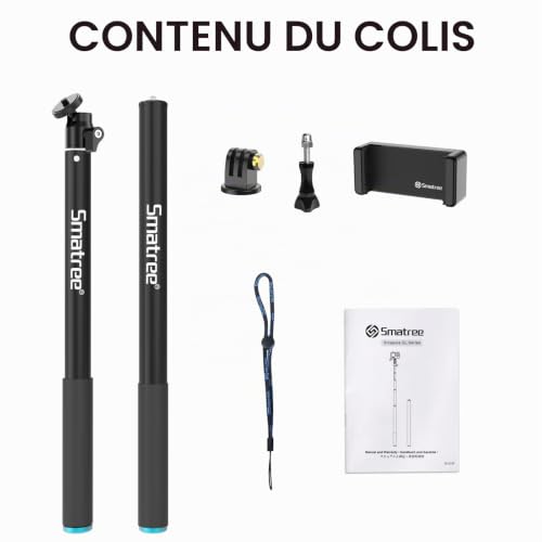 Smatree SmaPole Extensible Selfie Stick, Poteau télescopique pour GoPro Fusion, GoPro Hero 13/12/11/10/9/8/7/6/5/4/3/2/1/Session et DJI Osmo Action 3/2 (Version étendue 43-221cm) – vue 7