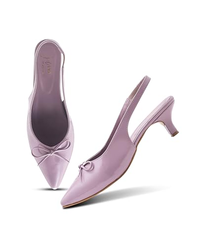 Image of JM LOOKS Low Kitten Heels Women's Pumps Pointed Closed Toe Slingback Elegant Wedding Pumps Heel
