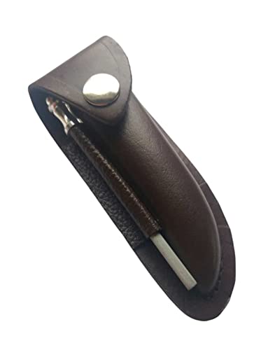 Funda para navaja en cuero marrón con chaira