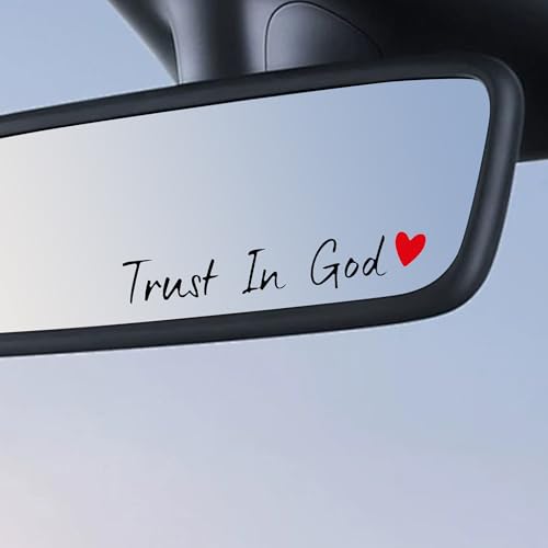 Image of 4pcs Black Trust in God Rearview Mirror Sticker Waterproof Car Decals | Trust in God Rear View Mirror Accessories Auto Stickers And Decals Suitable for Most Cars, Trucks, Motorcycles, SUVs, Cups