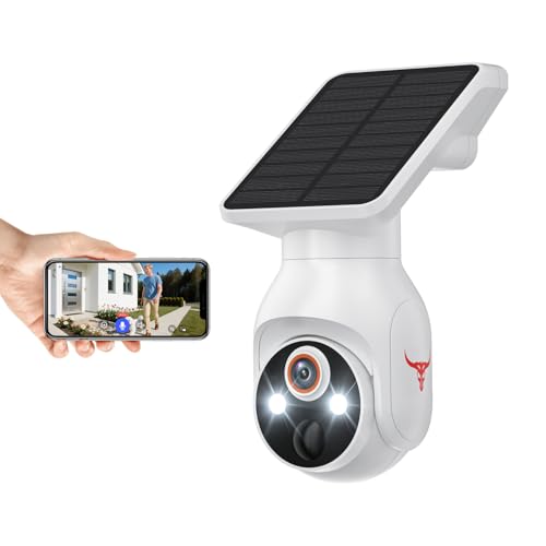 1080p WiFi Security Camera with Solar Panel, Battery Powered, Pan Tilt, AI Motion Detection, Night Vision, 2-Way Talk, IP65, Cloud Storage, 2.4GHz WiFi Only