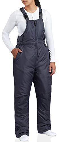 CHEROKEE Women's Insulated Snow Bib - Water Resistant Ski Overall Pants, Grey, Size