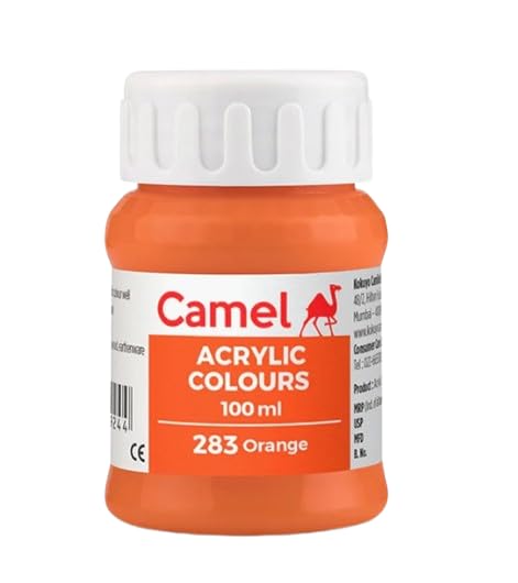 TIC TAC TOC Acrylic Colour (Fabric Colour) 100ML - Versatile, Permanent, and Skin-Friendly Paint for Multiple Surfaces | (Orange 283)