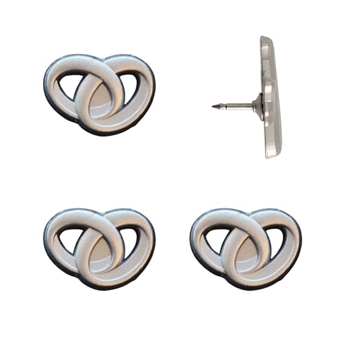 Image of Wedding Rings Push Pins - Silver Intertwined Wedding Rings Map Pins for Cork Boards, Maps, or Lapel Use - Designed in USA - Set of 4