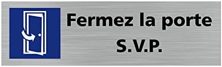 AUA SIGNALETIQUE - Plaque De Porte Aluminium Brossé Imprimé AluSign - 200x50 Mm - Double Face