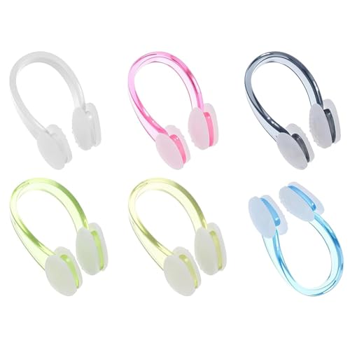 YANAJIAJIA 6 Pcs Nose Clips Swimming Soft Silicone Swimming Nose Clip Adult and Kids Waterproof Nose Plug for Beginners and Professional Swimmers Non-Slip Nose Clip for Water Sports Multi-Colour S